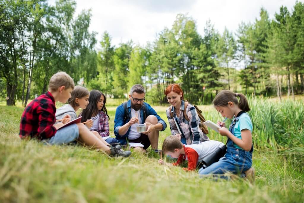 students learning outside